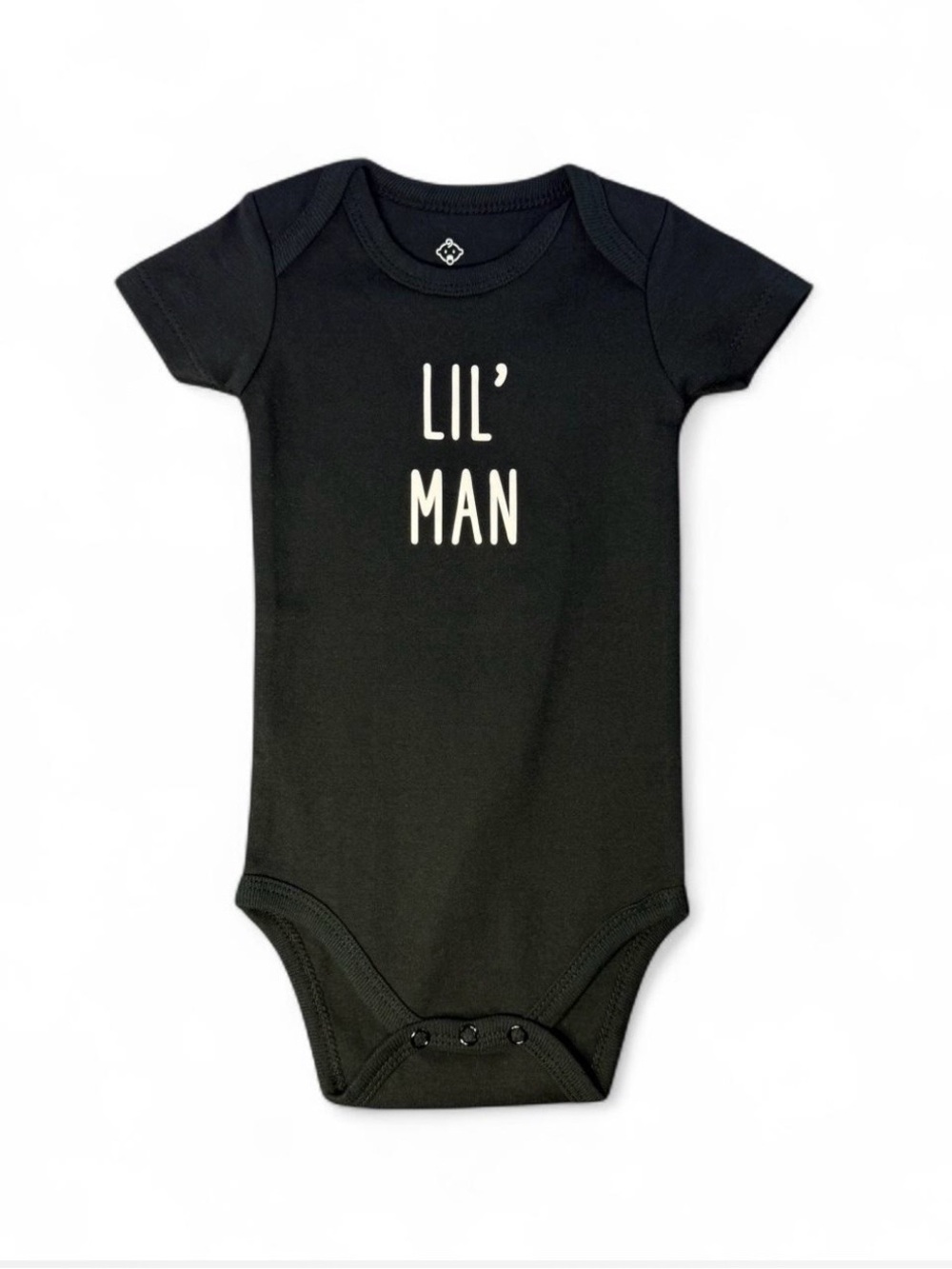 Cute Black Baby Bodysuit "Lil' Man" Graphic Size 3-6M Short Sleeve NEW